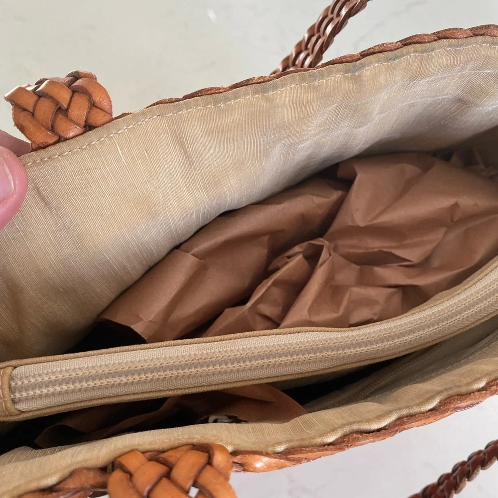 Falor le Borse Leather Woven Tote Bag Purse - Picture 13 of 16